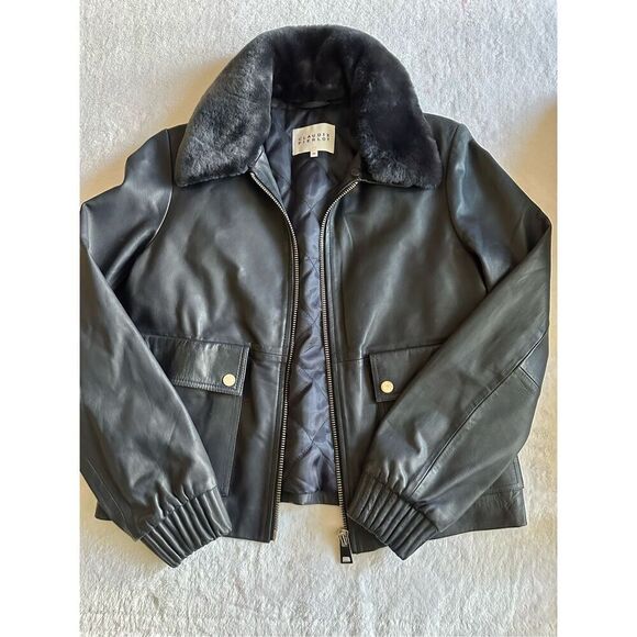claudie pierlot Jackets & Blazers - Claudie Pierlot leather bomber jacket w/ faux fur collar 40 L